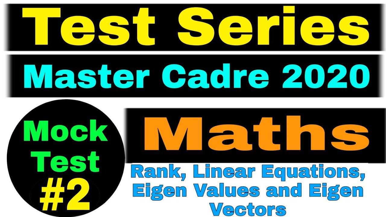 #2 Test Series For Master Cadre Maths || Mock Test || Rank, Linear Equations || Most Important MCQ