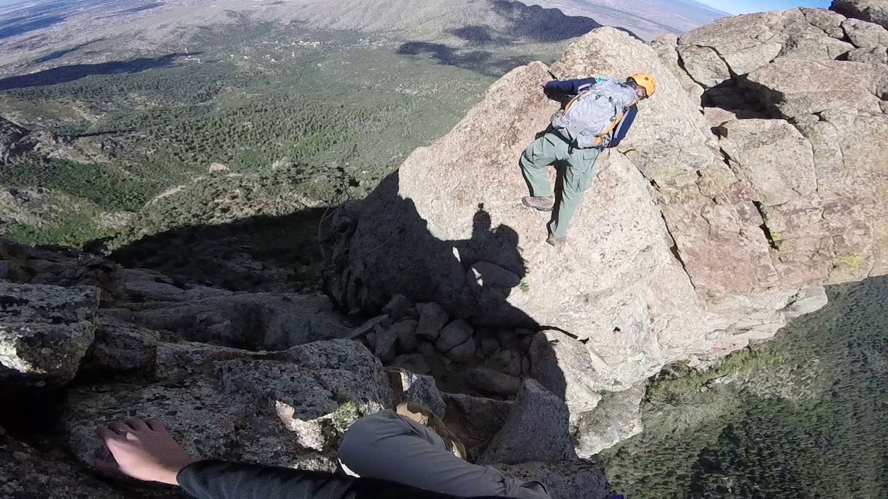 Rock Climbing Knife Edge of the Shield Sandia Peak New Mexico GOPRO