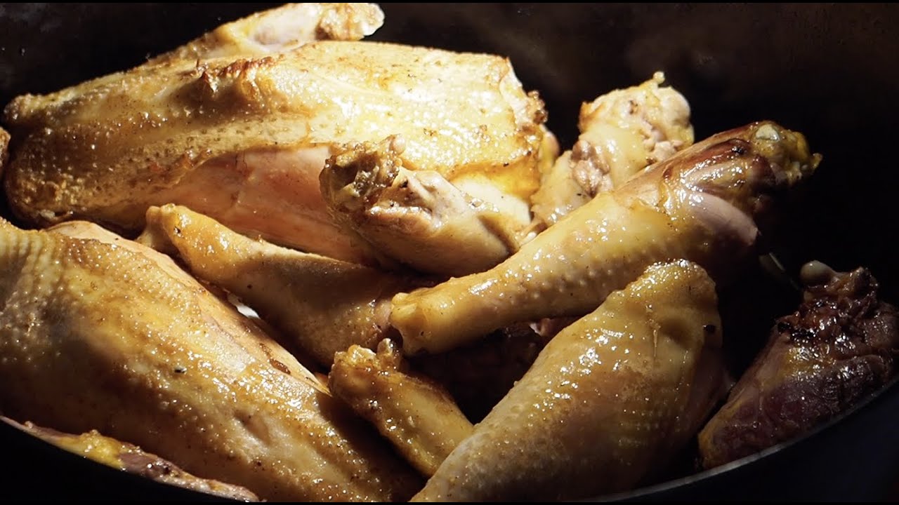 Coq au Vin Blanc au Four A Bois
