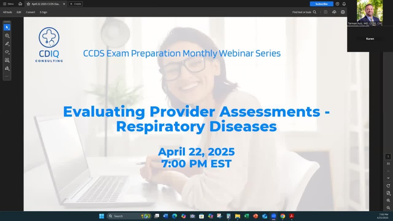 CCDS Exam Prep - Evaluating Provider Assessments: Respiratory Diseases