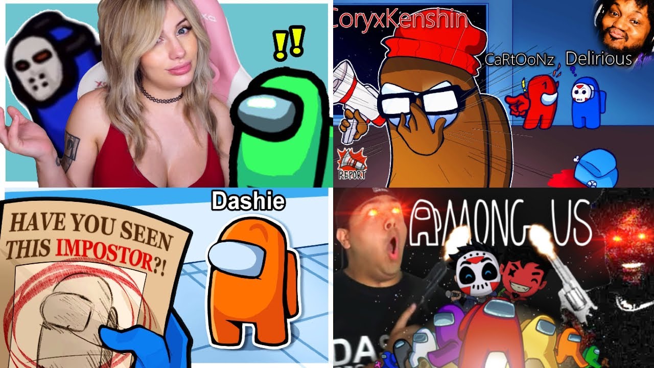 DASHIE, H20DELIRIOUS, CORYXKENSHIN, LIZ KITZ Funny Moments  | Among Us All In One Video