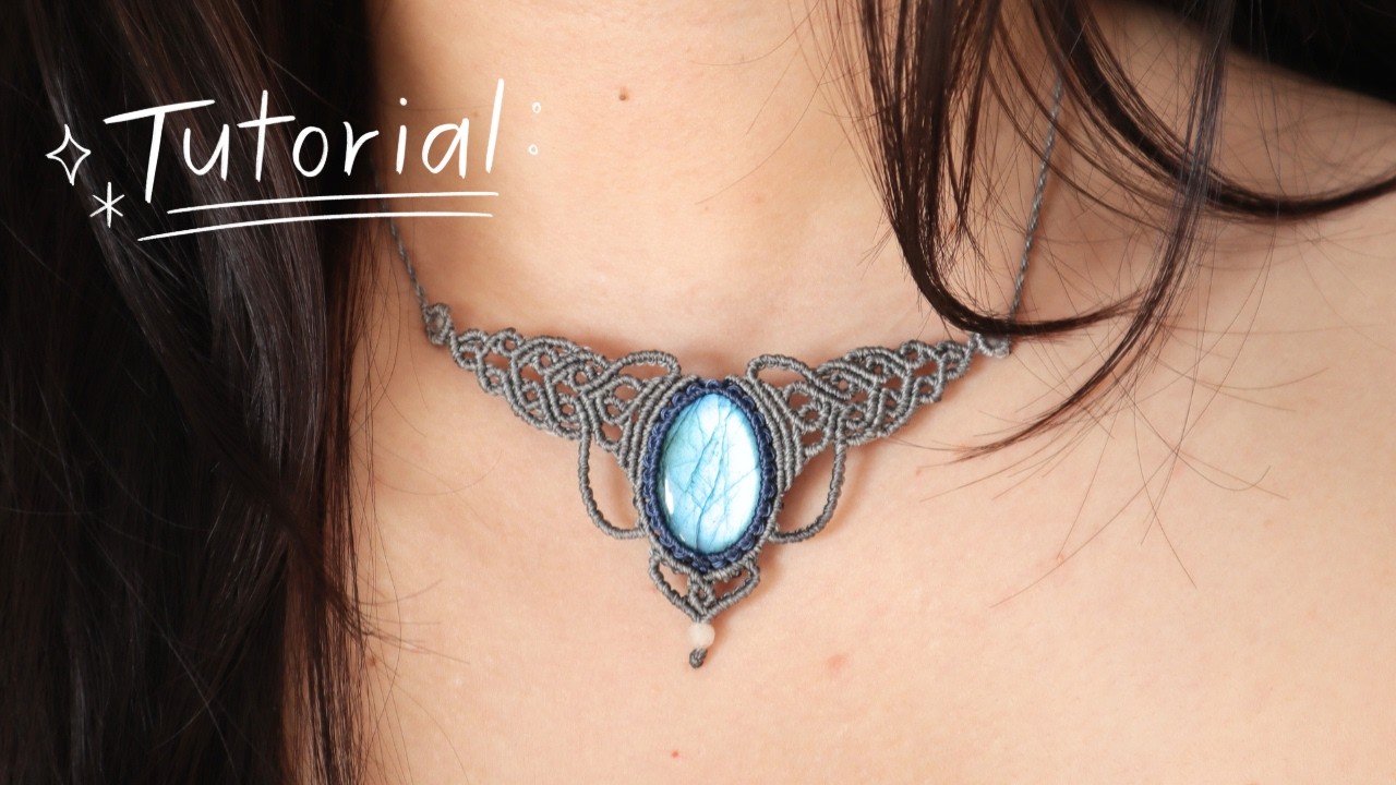 How to make macrame crystal necklace | Cómo hacer un tutorial de collar de macramé con cristales