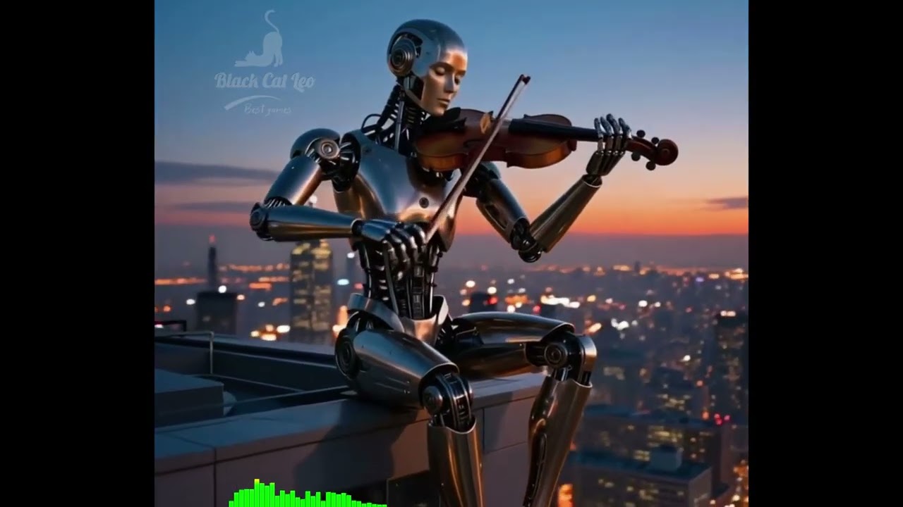 Андроид со скрипкой - музыка от студии игр Black Cat Leo (Best games)