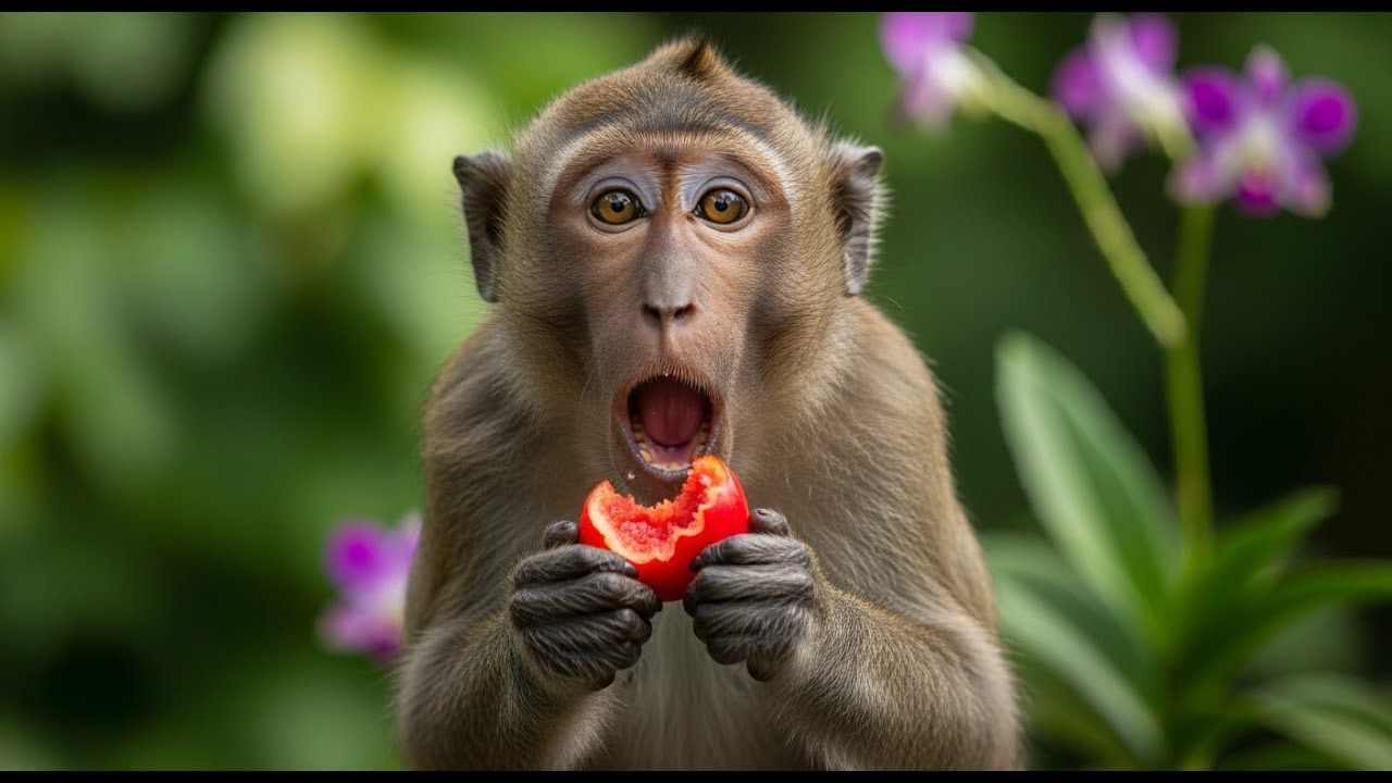 Wild Monkeys' Unexpected Feast: Fallen Fruit Discovery!