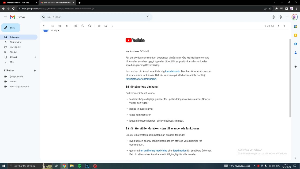 I've lost advanced features on YouTube