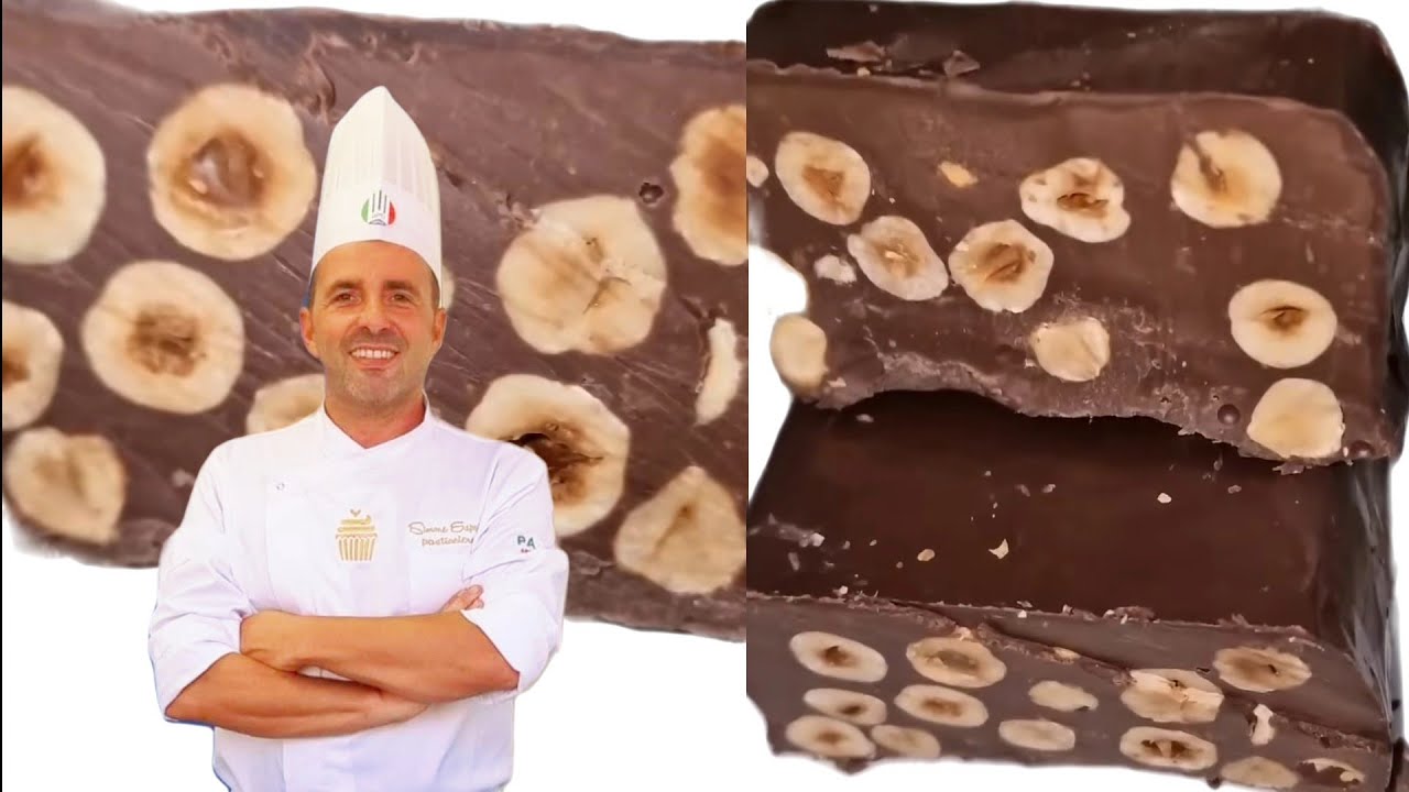 TORRONE DI CIOCCOLATO CON NOCCIOLE.Ricetta fatta in casa per tutti
