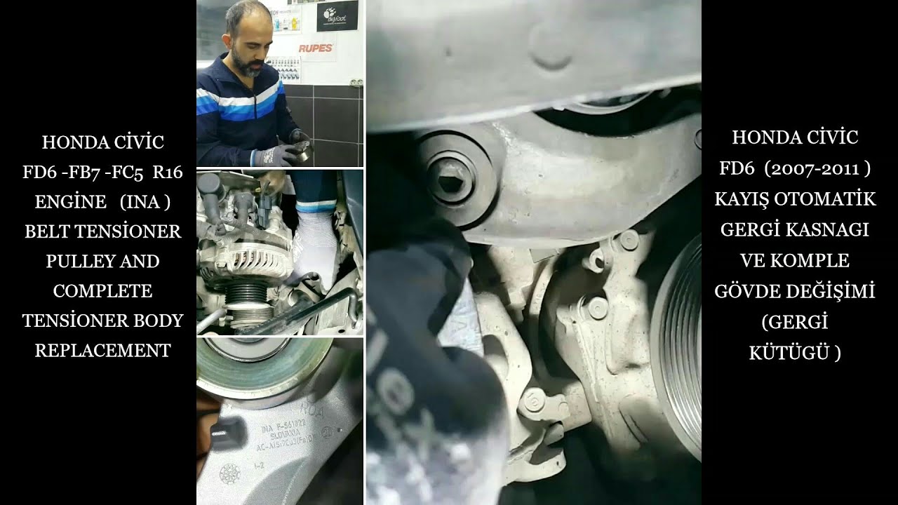 HONDA CİVİC FD6 KAYIS GERGİ  GOVDE VE KASNAK (gergi kütüğü ) YENİLEME ...DETAYLAR  (#HONDA #FD6  )