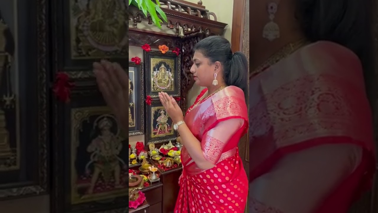 Roja madam praying in her Pooja room on Vijayadashami on 05-10-2022
