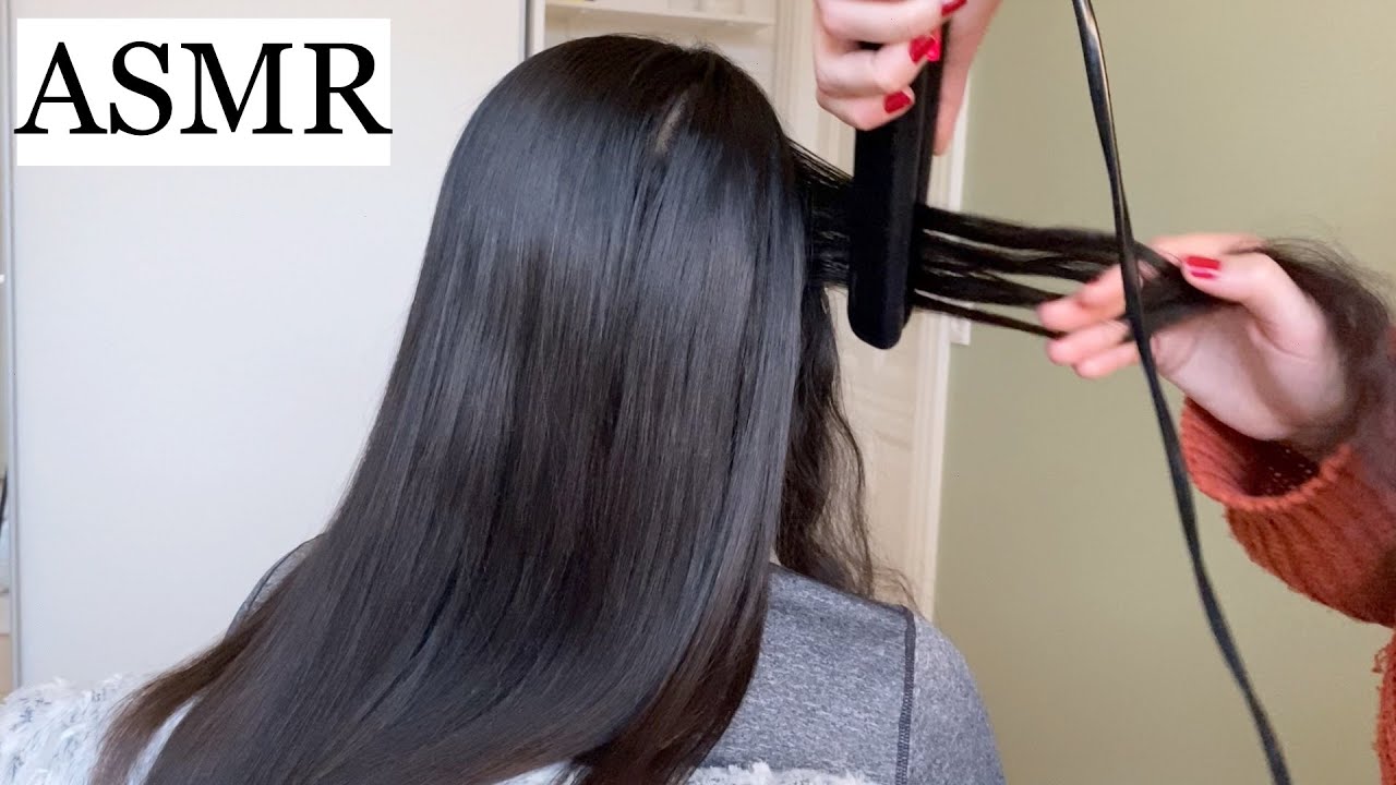 ASMR | Straightening & brushing my friend's curly hair 🤎 (styling, brushing, hair play, no talking)
