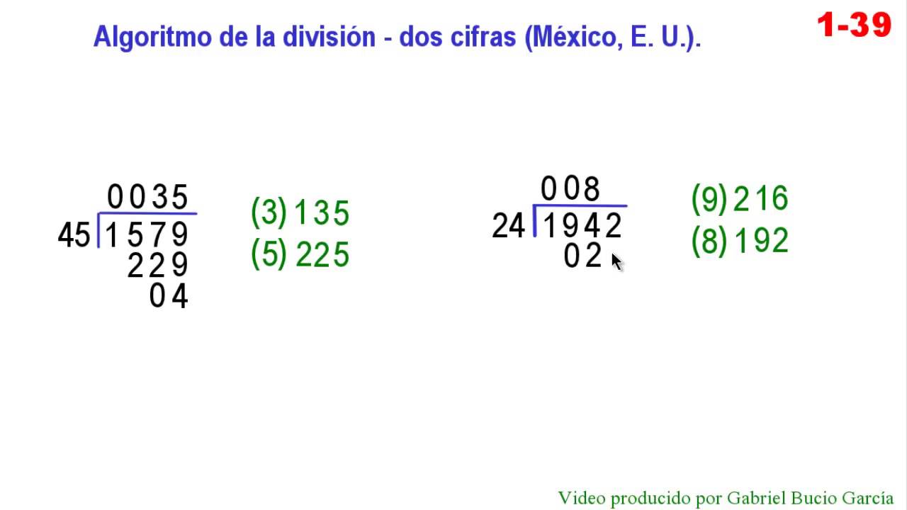 Algoritmo de la división - dos cifras
