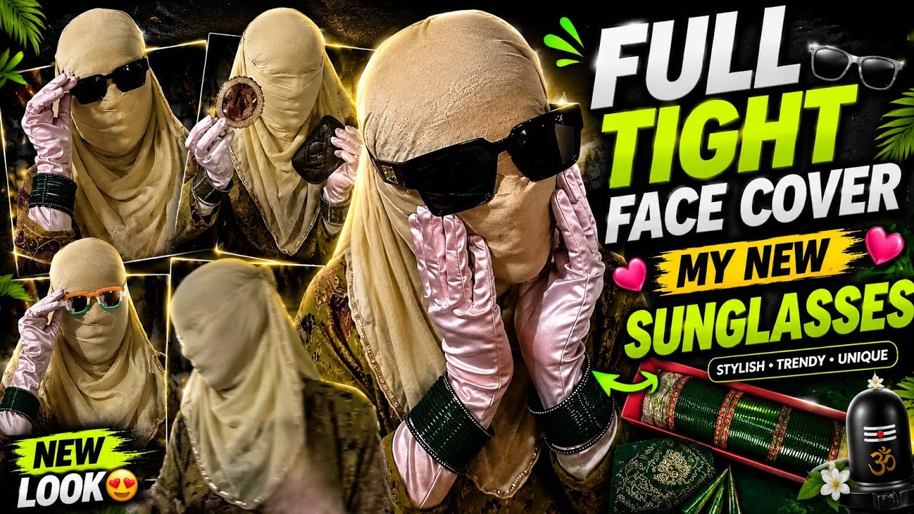 Full Tight Face Cover 😎 My New Sunglasses | New Face Cover Look 💚 Stylish Sunglasses Collection