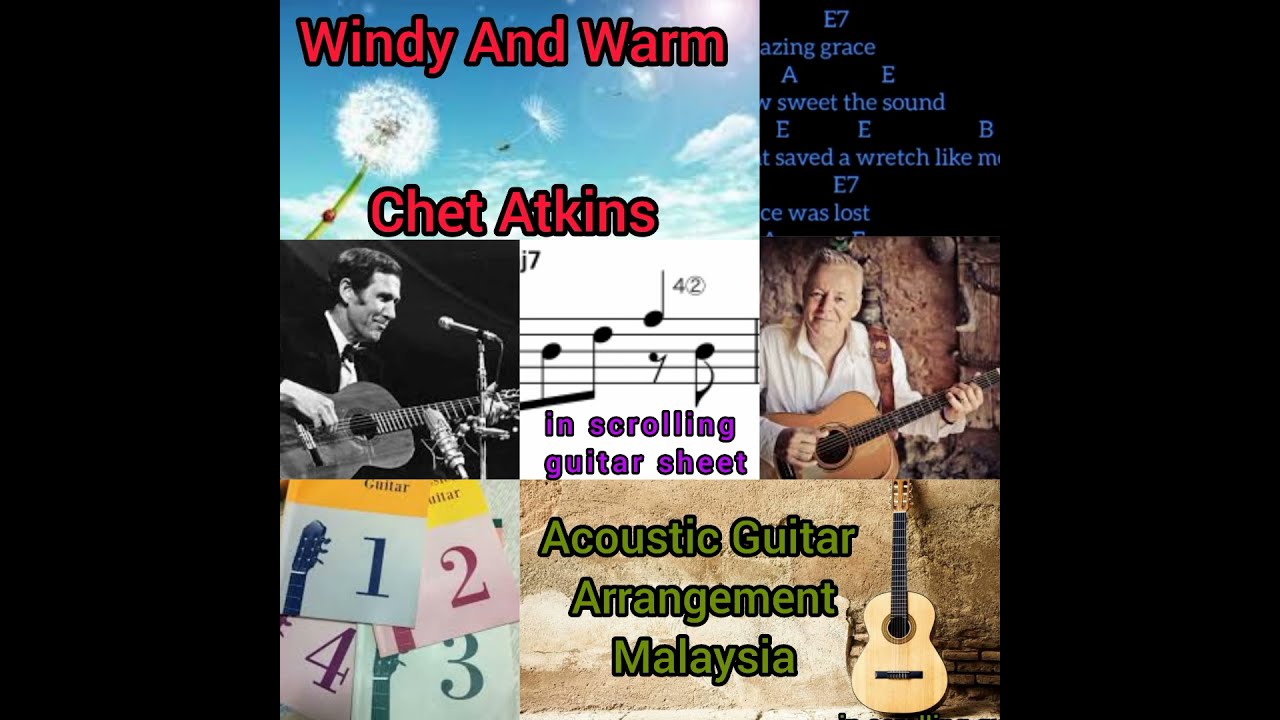 WINDY AND WARM guitar solo in scrolling sheet edited by Kee Kai & credited to Chet Atkins