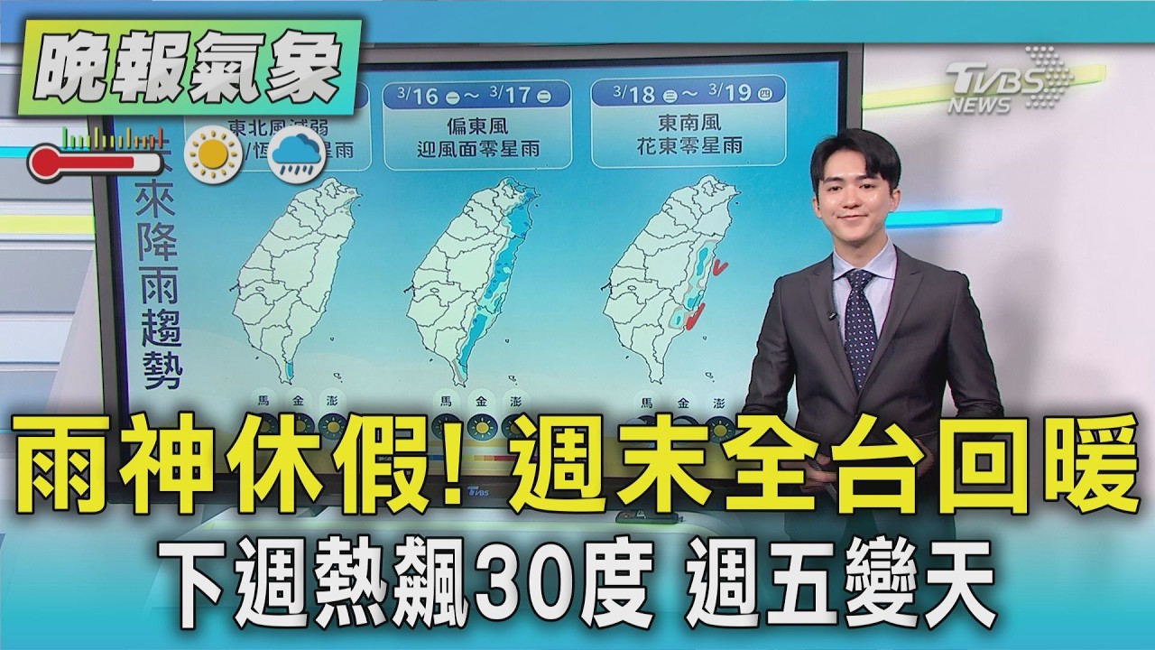 天氣/週末冷氣團減弱回溫 下週南部高溫飆破30度熱如盛夏｜TVBS新聞 @TVBSNEWS01