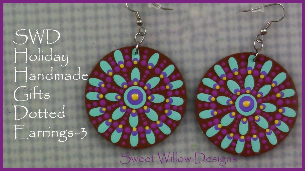 How to Paint Dot Mandalas #092 - SWD 2020 Earrings 3  @sweetwillowdesigns #mandala #dotpainting