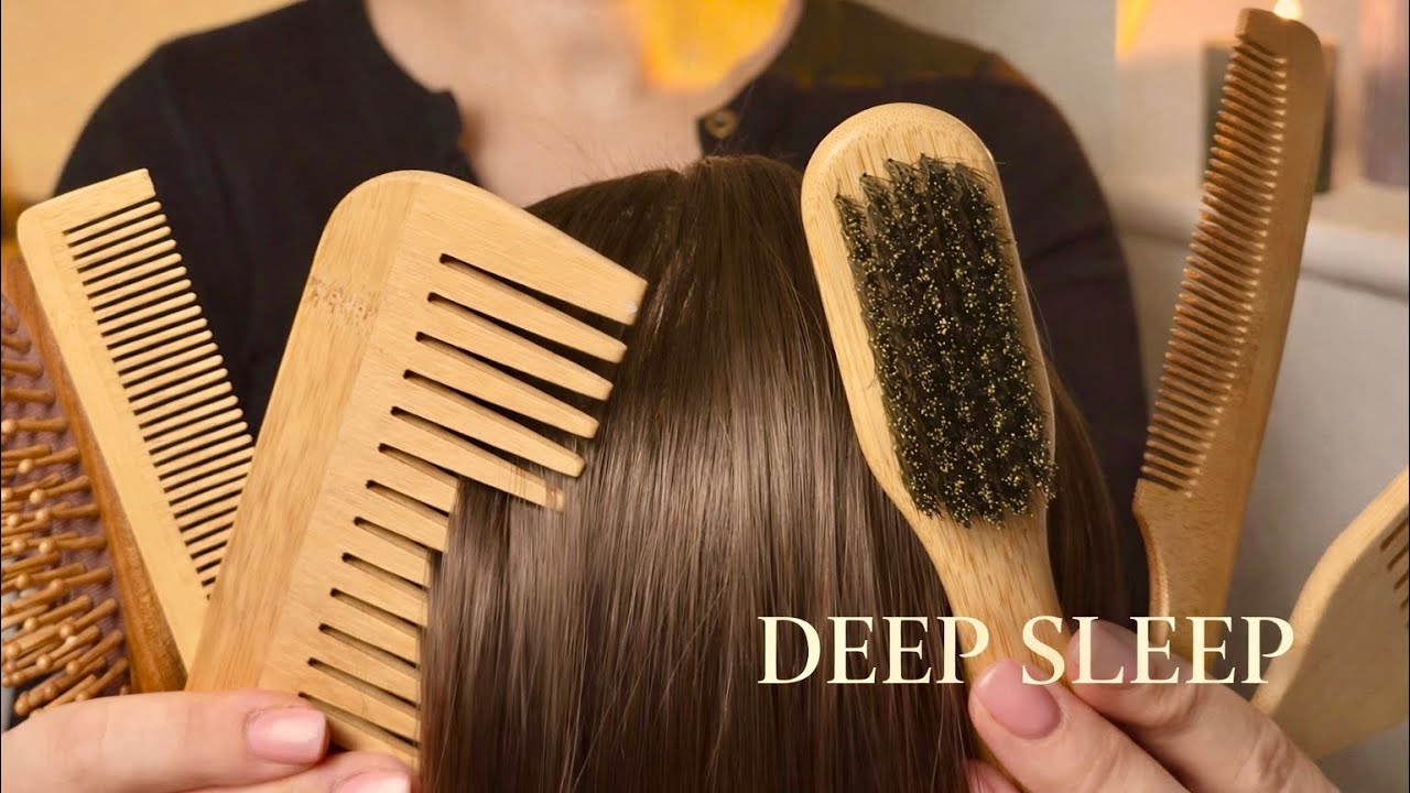ASMR Wooden Hair Brushing Sounds for Deep Sleep & Stress Relief (No Talking) 