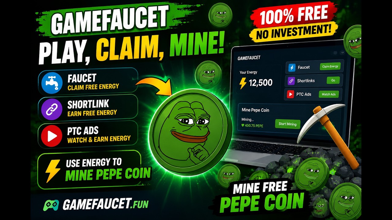 GameFaucet.fun Review &ndash; Mine PEPE Coin Free Without Investment |Gamefaucet.fun tutorial