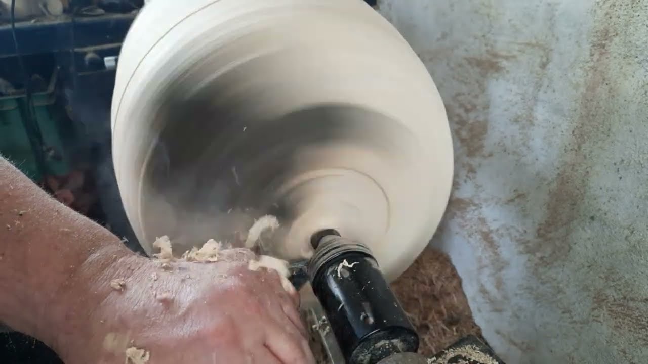 WOODTURNING stunning Beech vase with cool inlay useing copper powder and resin