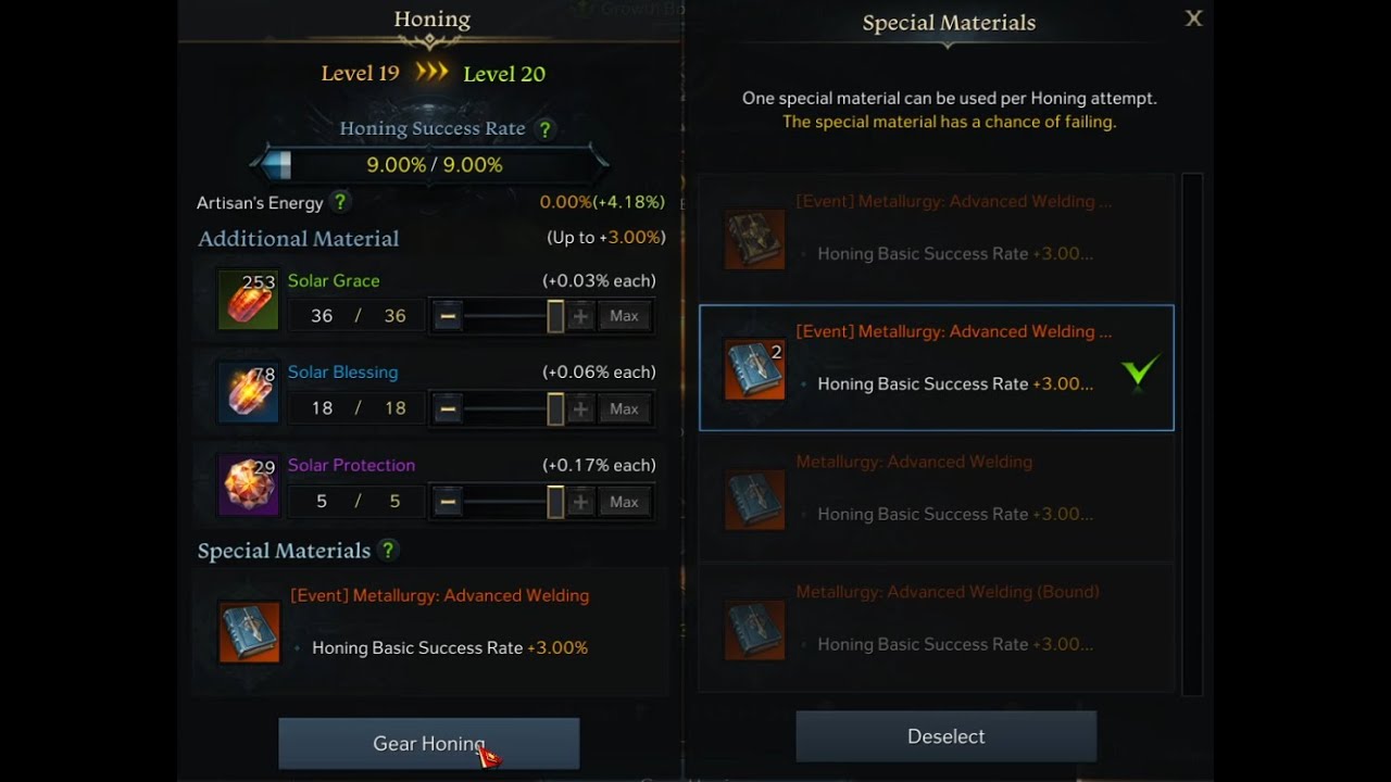 Gunlancer Honing 1475 to 1490 - Lost Ark