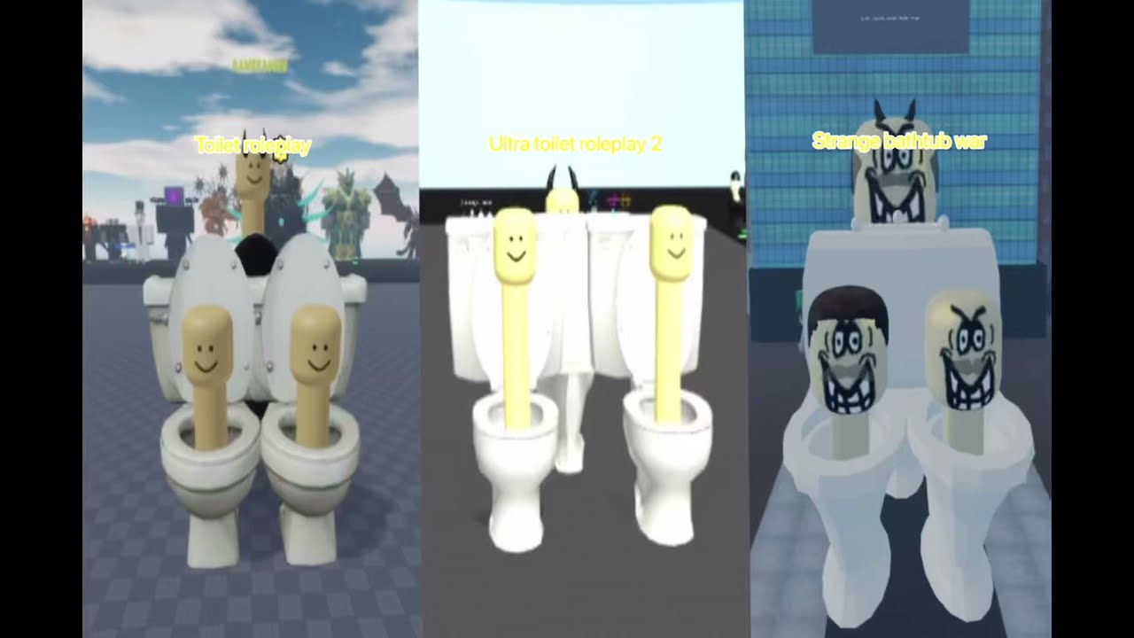 |Roblox| Showcasing triplet toilet in toilet roleplay ultra toilet rp 2 and strange bathtub war