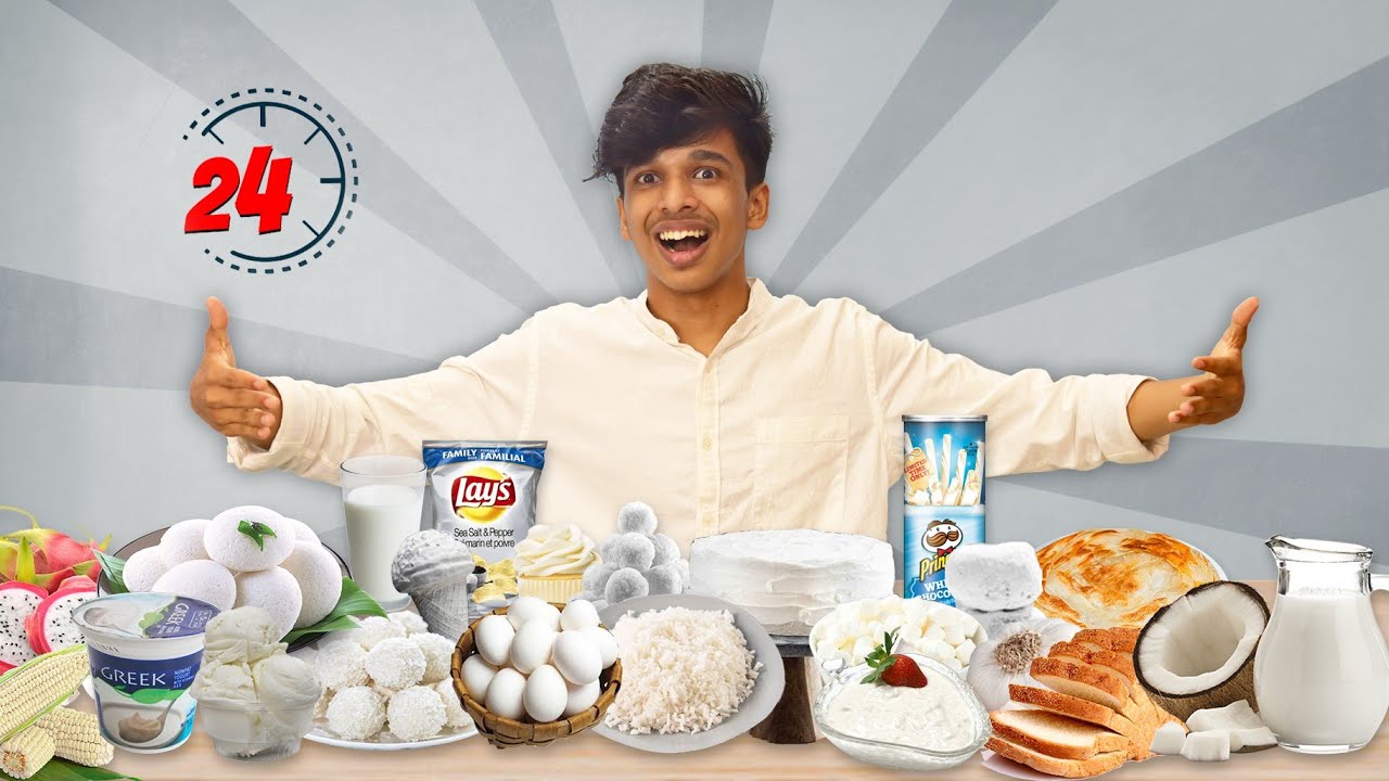 24 Hours Eating only White Colour Food challenge 🤍🔥