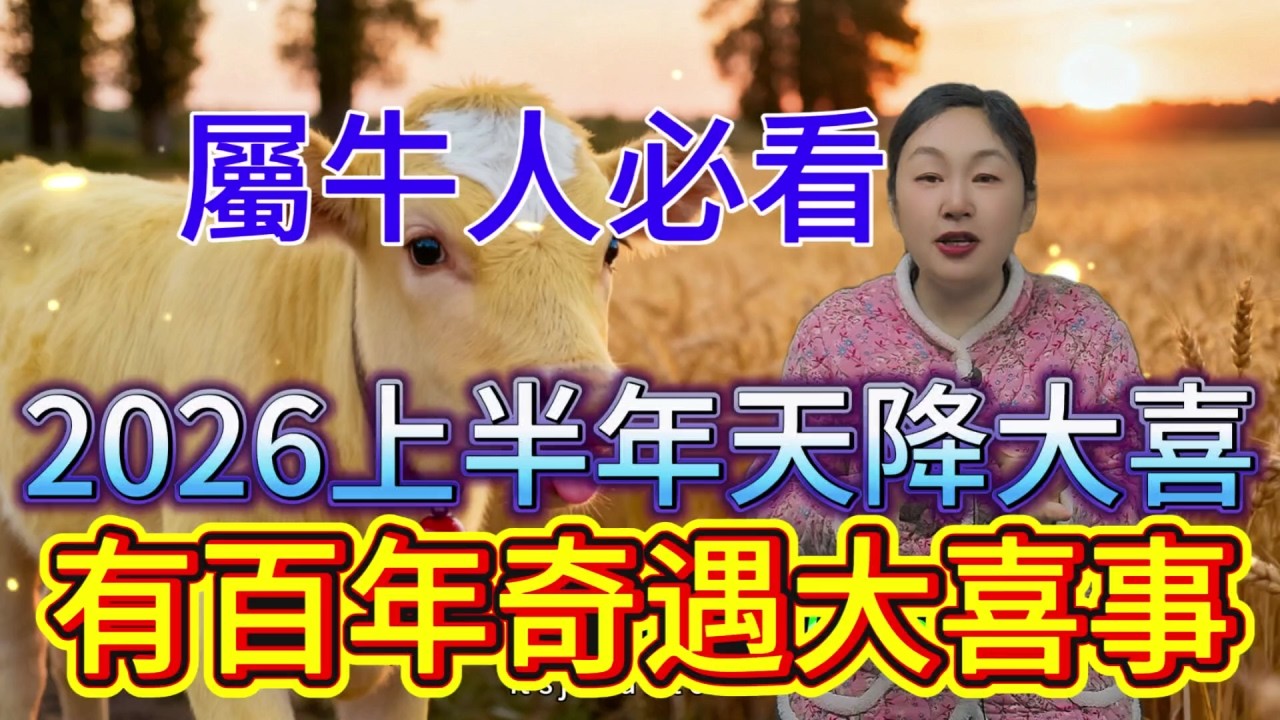 哪個屬牛人還沒接？2026 上半年 “天降大喜”！有百年奇遇的大喜事！評論接喜的都要發財了！#運勢 #補財庫旺財氣 #財富 #生肖 #命理 #風水 #財運