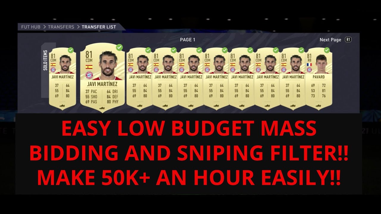 FIFA 21 TRADING TIPS - EASY LOW BUDGET MASS BIDDING AND SNIPING FILTER - MAKE 50K+ AN HOUR - FIFA 21