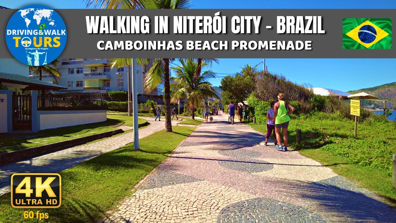 【4K】Walking in Niterói City - State of Rio de Janeiro - Brazil | Camboinhas Beach Promenade