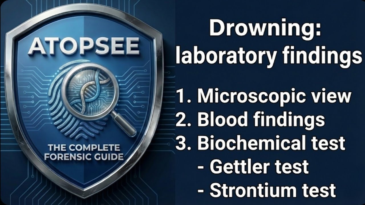 Drowning: laboratory findings, microscopic view,blood findings,gettler test,strontium test