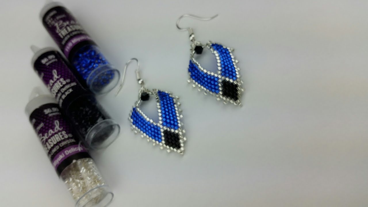 ARETES DE DELICAS/ RUSSIAN LEAF EARRINGS CRYSTALBLACK AND BLUE