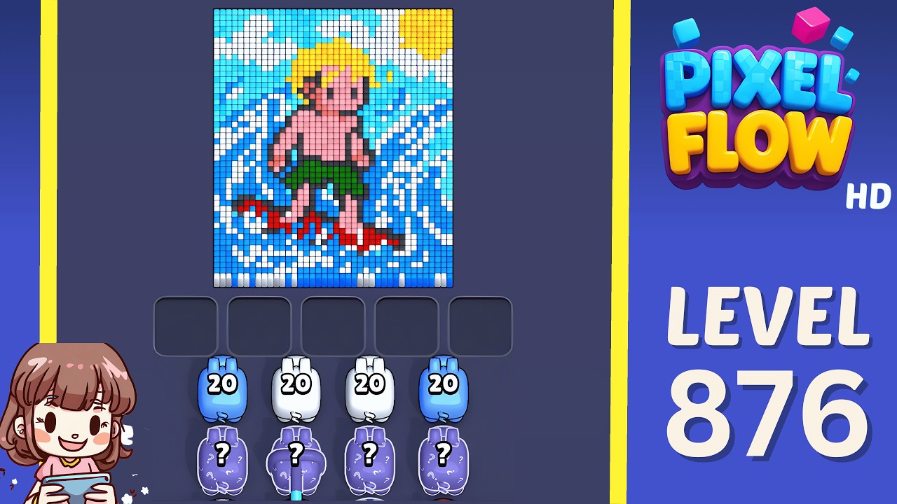 Pixel Flow Level 876 Solution Walkthrough