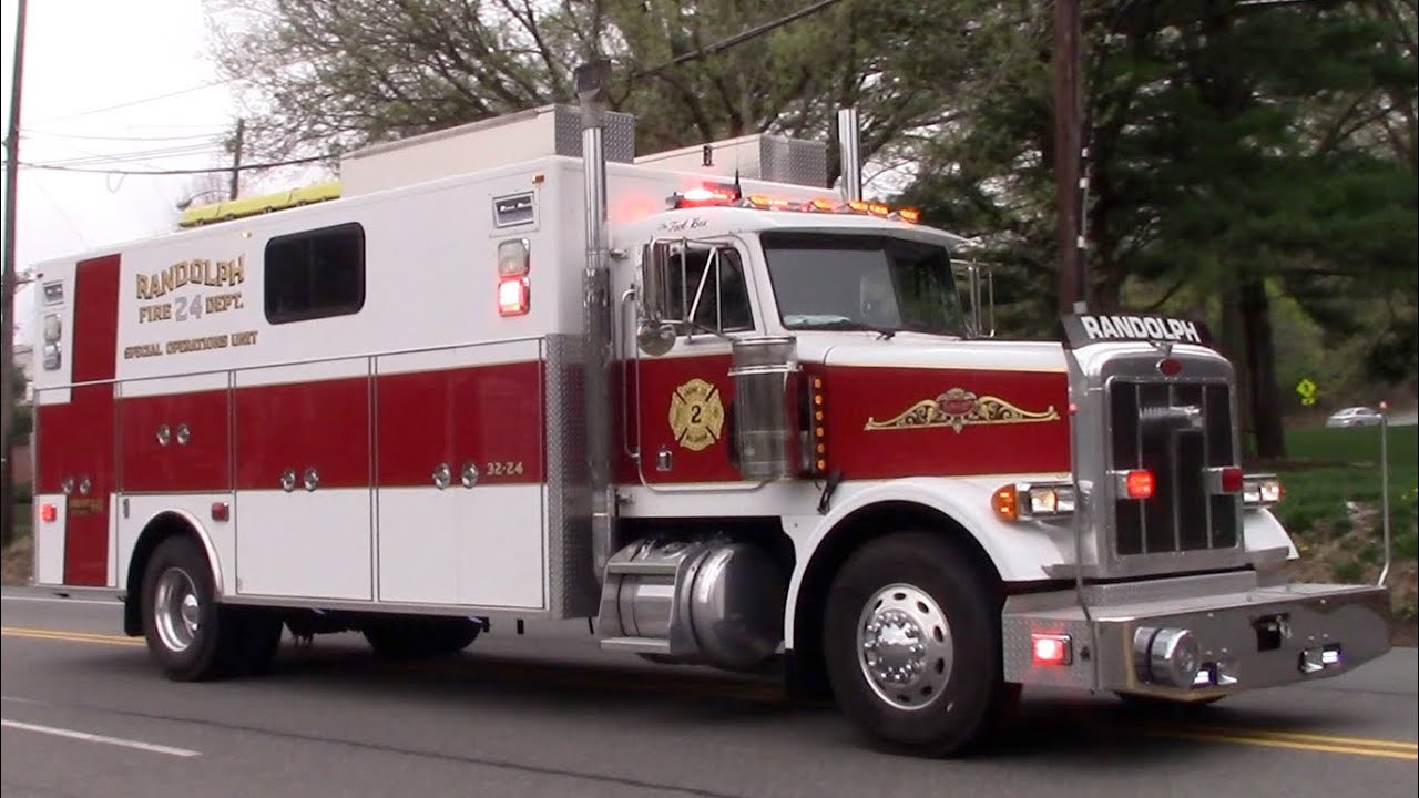Fire Trucks Responding To A Car Vs Building In Randolph NJ 4-16-23