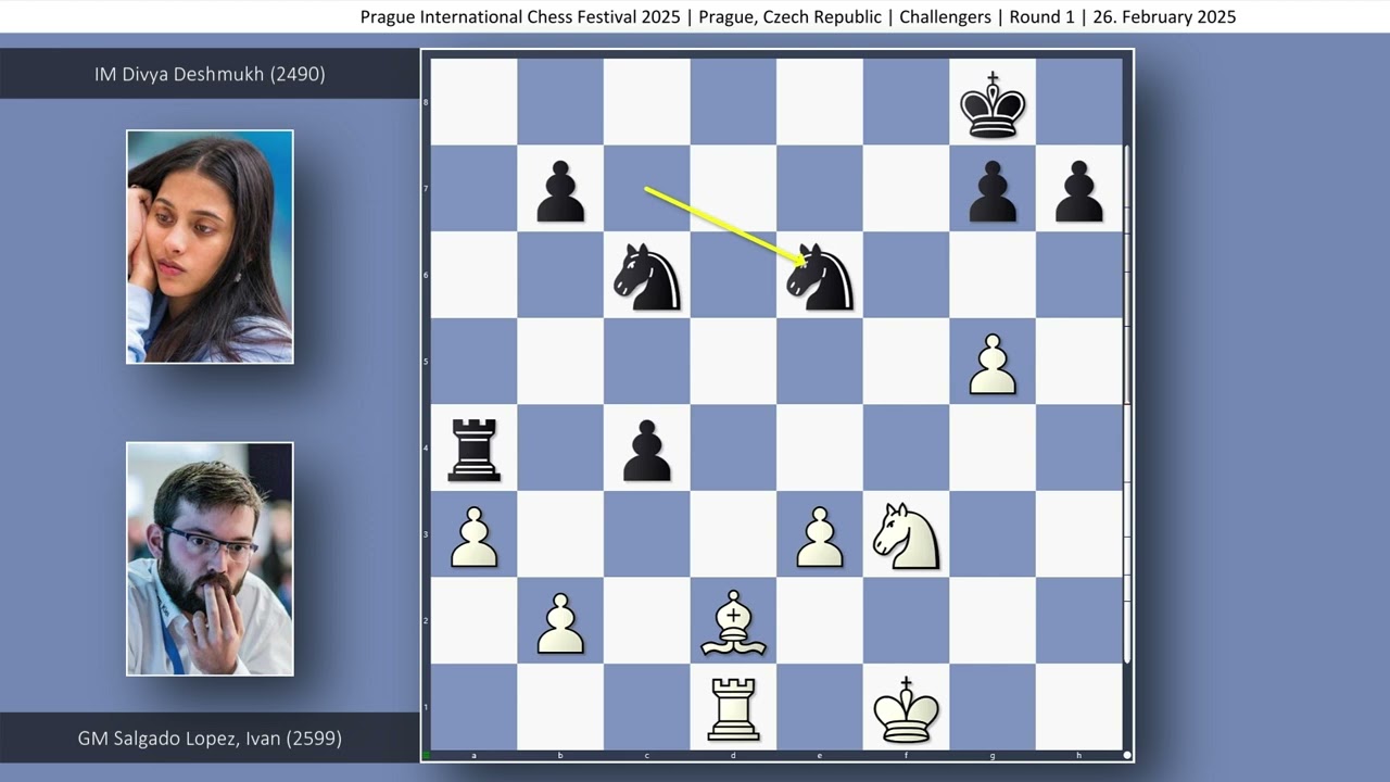 GM Ivan Salgado vs IM Divya Deshmukh | Prague International Chess Festival 2025 | Round 1