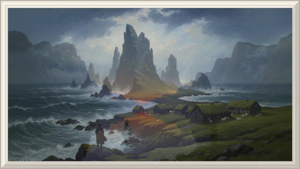 Nordic & Scandinavia Romanticism Framed Art for TV | Landscape Paintings | Canvas & Frame Vol. 2