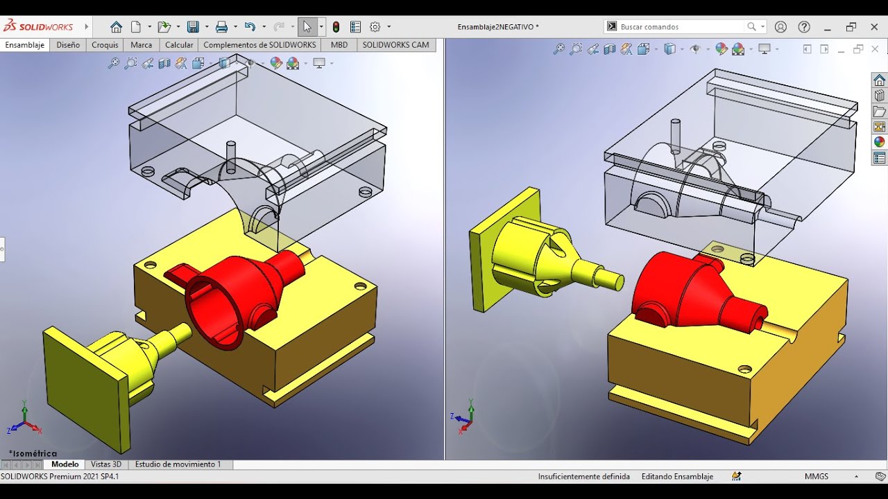 NUCLEO Y CAVIDAD MOLDES EN SOLIDWORKS