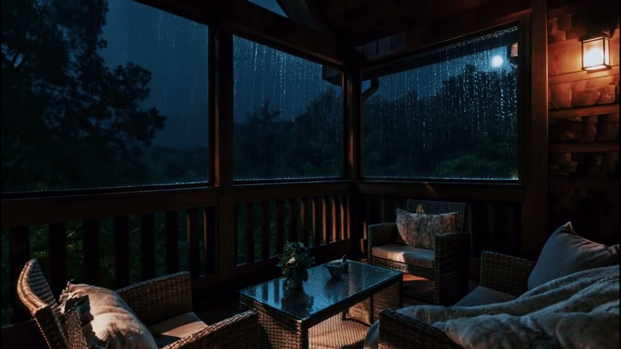 Having trouble sleeping? The rainy atmosphere inside this cabin will make you fall asleep quickly.
