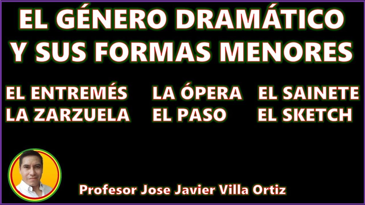 El género dramático y sus formas menores: Entremés, ópera, zarzuela, paso, sketch, auto, sainete
