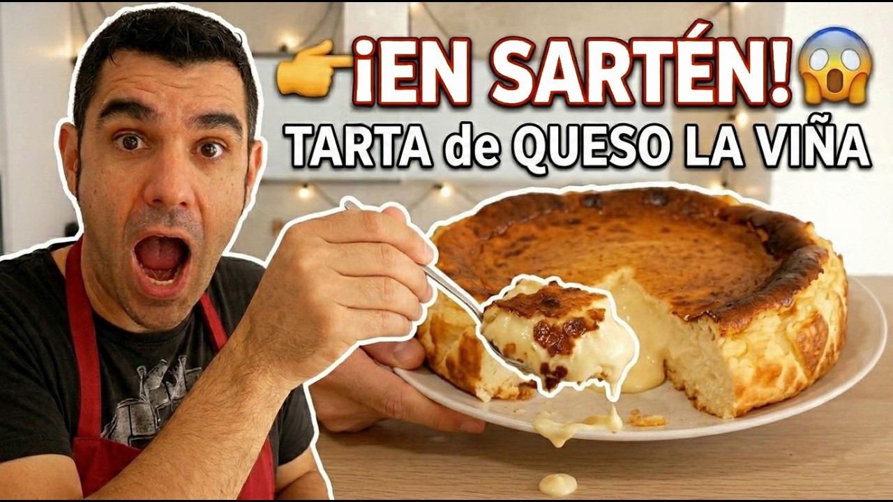 Tarta de Queso La Vi&ntilde;a SIN HORNO | Cremosa y R&aacute;pida en Sart&eacute;n