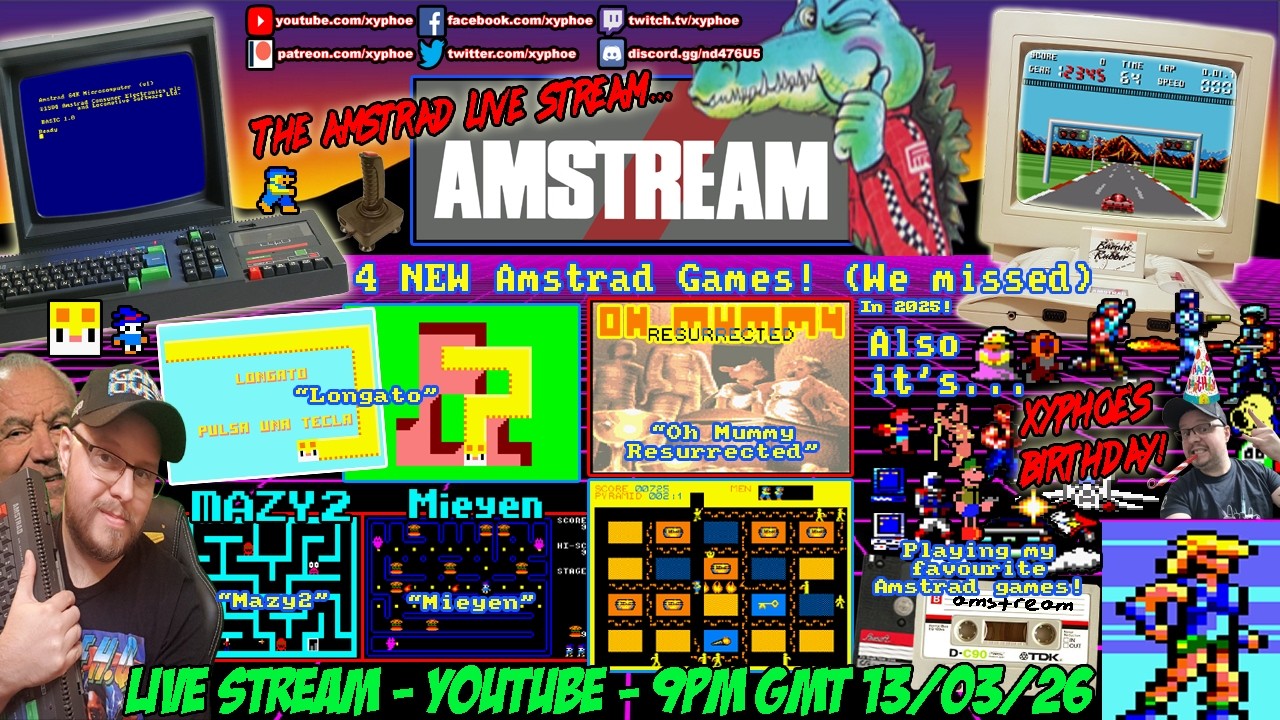 [AMSTRAD CPC] ⚡️AMSTREAM 🕹️4 NEW Amstrad Games! (We Missed in 2025!)⭐️ + Xyphoe's Birthday Amstream!