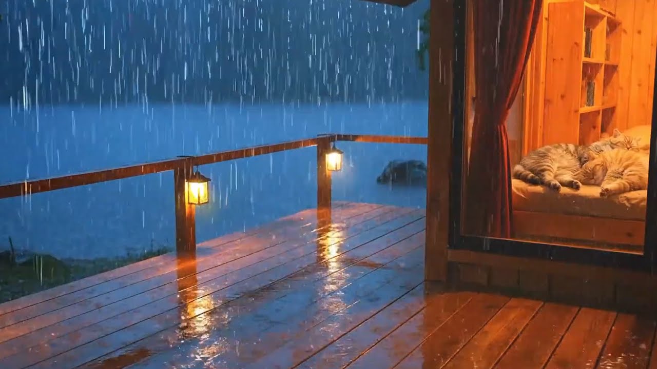 Gentle Rain on Wooden Deck | Cozy Night Sounds for Deep Rest