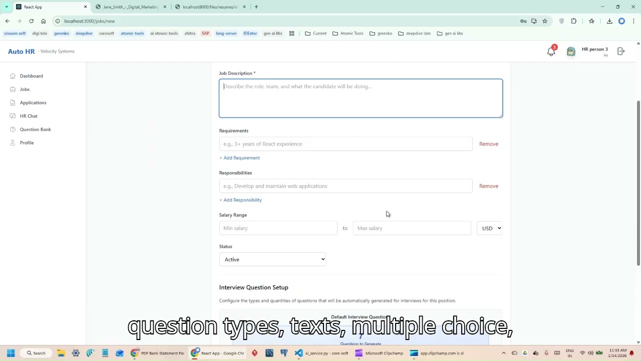 Gen AI based recruitment web app (firebase eco system) - question bank maker, screening, interview