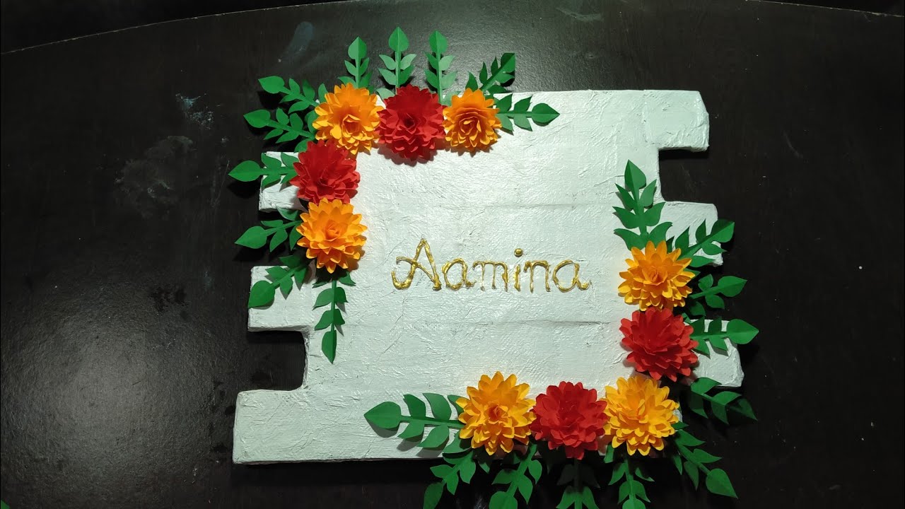 How to make wall hanging |কাগজের তৈরি জিনিস| Kagoje full|ful| Wall mate|Name plate diy | It's Aamina