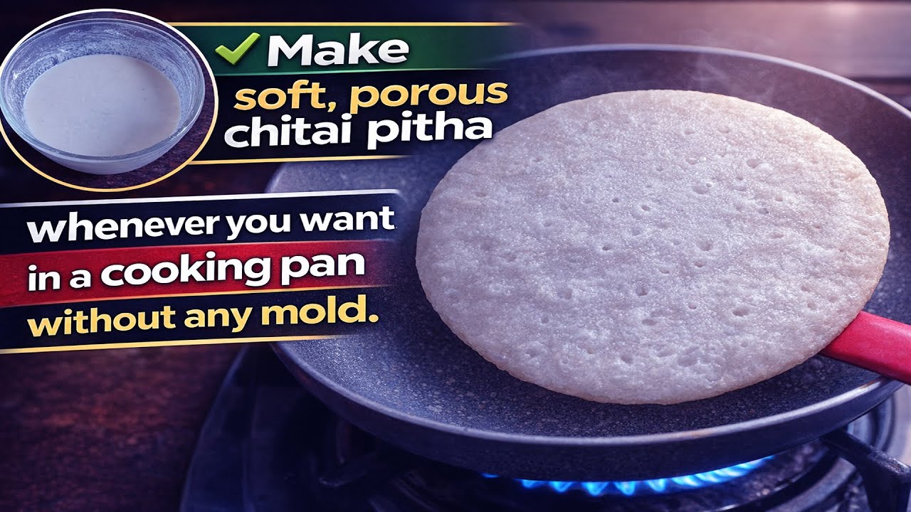 Easy No-Mold Chitoi Pitha Recipe | Soft Porous Bengali Pitha in Regular Pan |