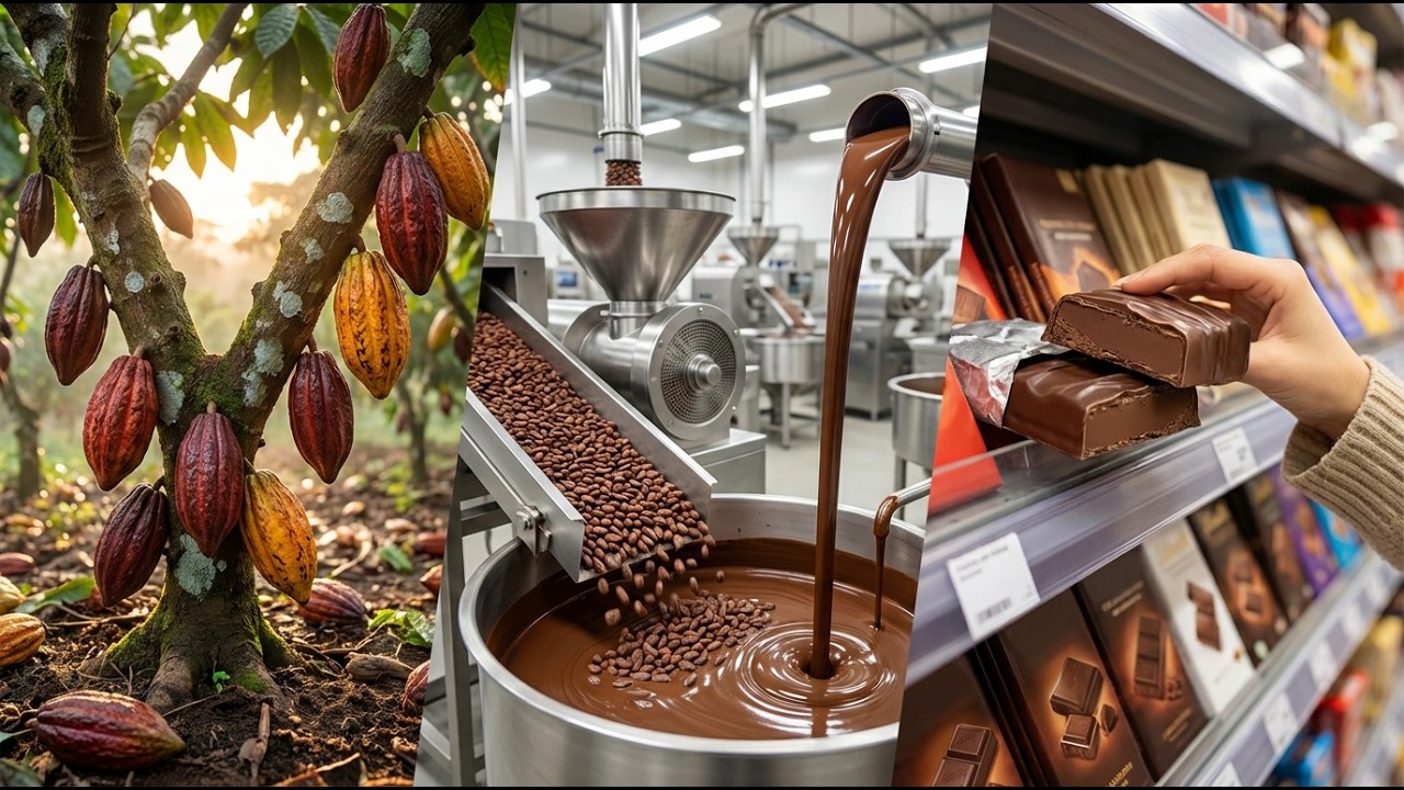 How Chocolate Is Made in Factory | Cocoa Beans to Chocolate Bars
