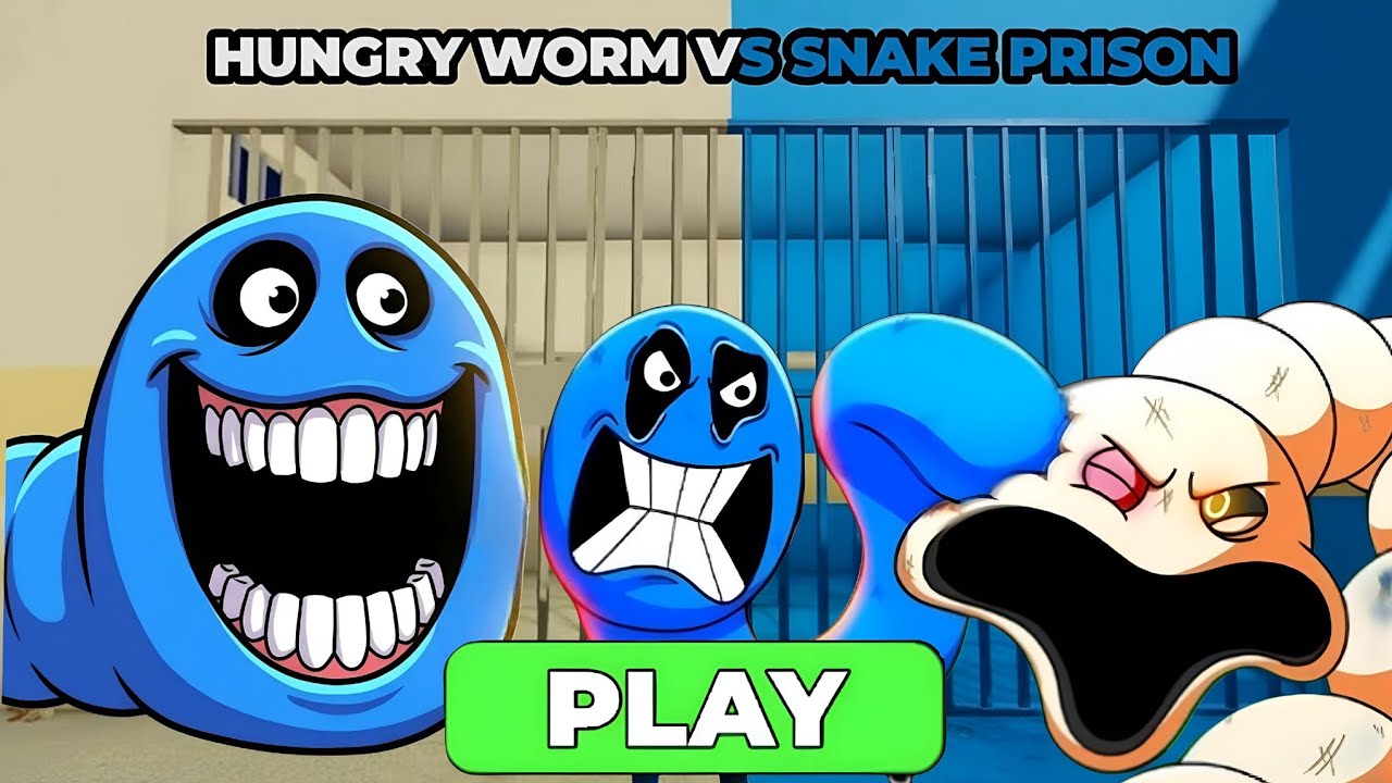 HUNGRY WORM VS HUNGRY SNAKE PRISON RUN! (OBBY) - Hungry Snake Escapes Hungry Prison! | Goat Gaming