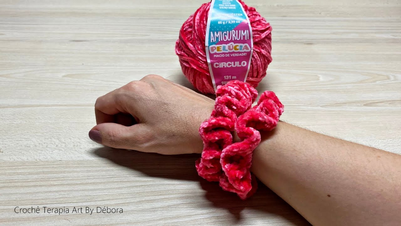 (Scrunchie) Amarrador de Cabelos em Crochet