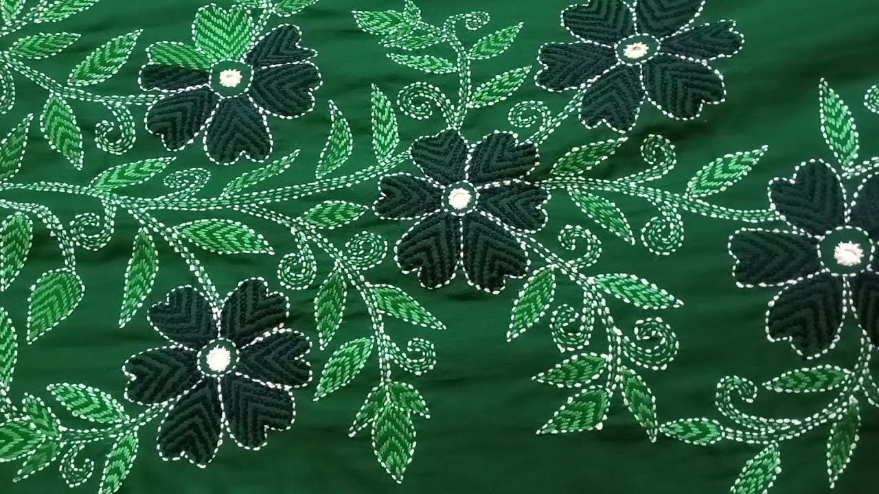 Hand Embroidery latest orna design/হাতের কাজের কামিজের ওরনার ডিজাইন/Nasima Handicraft design 