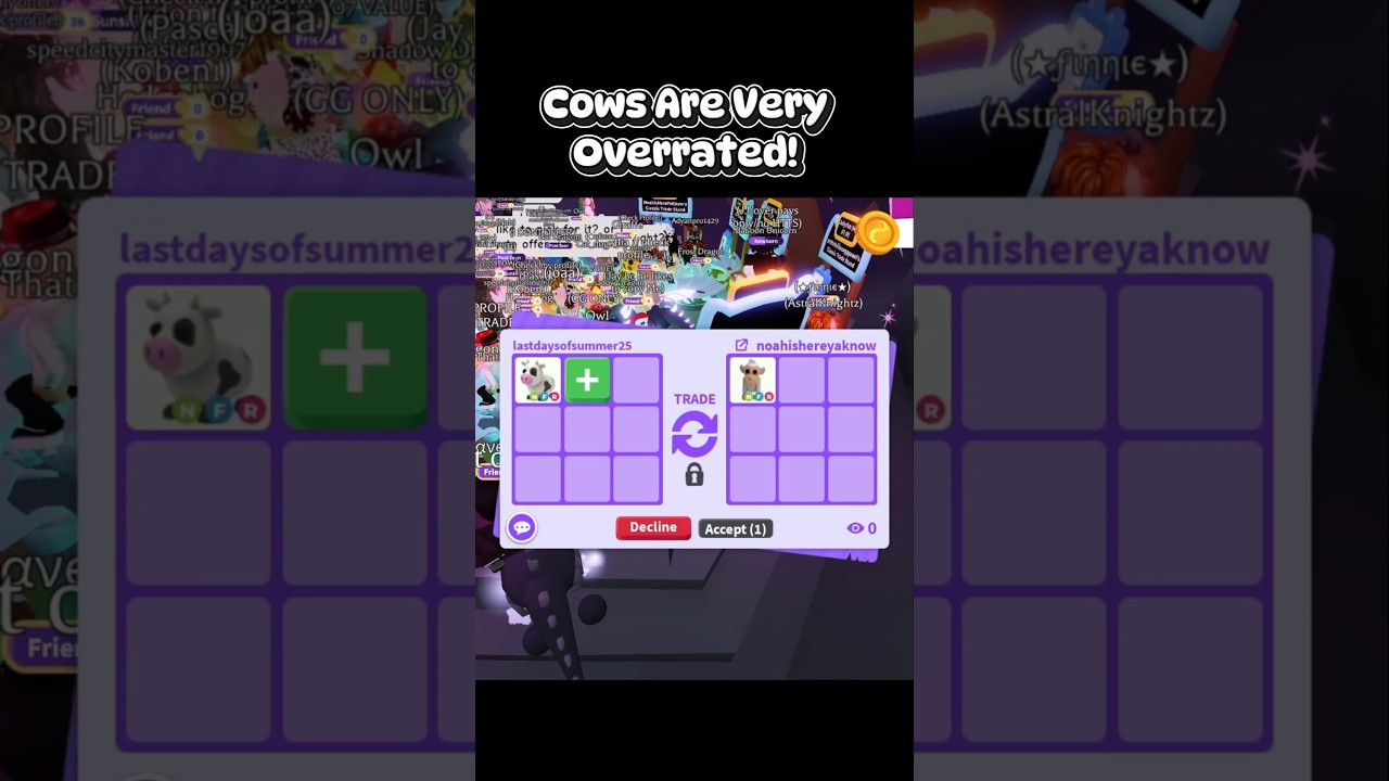 Trading Overrated Neon Cow In Adopt Me 🐄🖤🤍