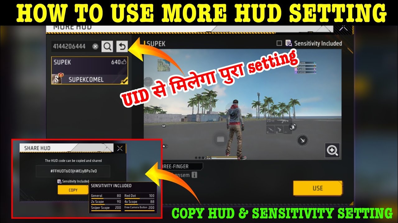How To Use More Hud In Free Fire After Ob52 Update Hud,Sensitivity Setting Code Copy Kaise Karen