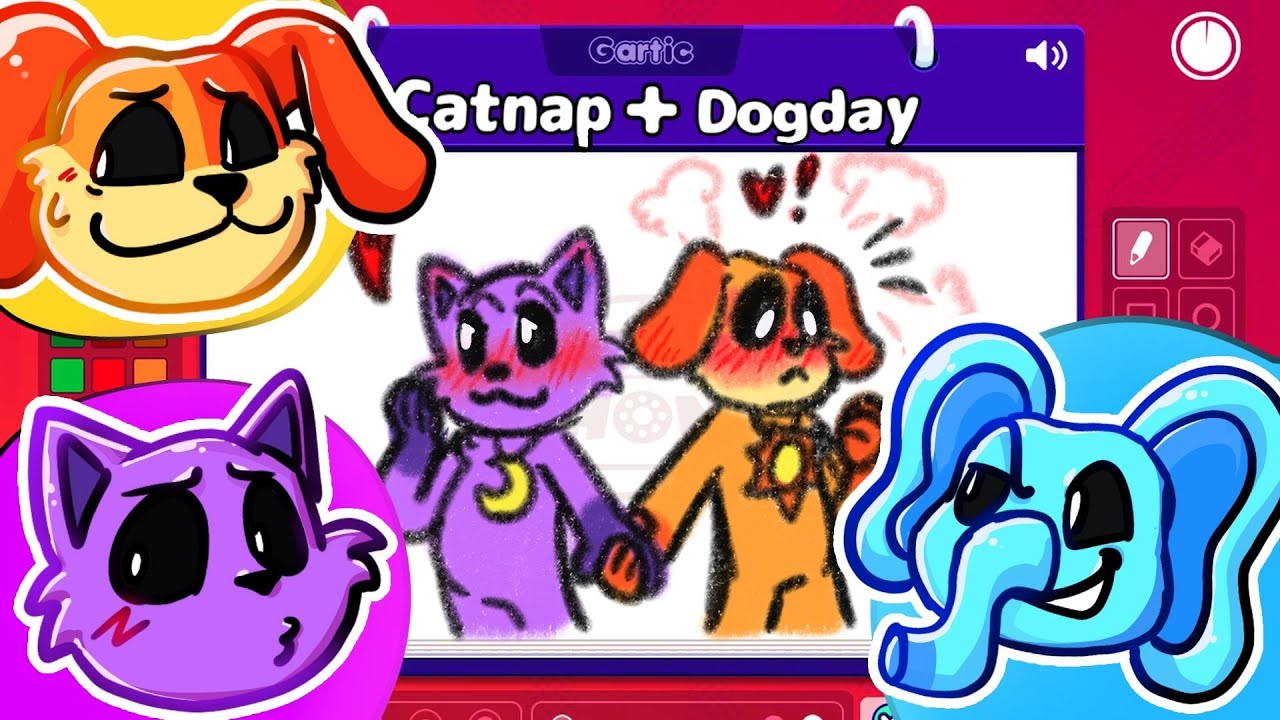 DogDay e CatNap DESENHAM SHIPS dos Smiling Critters no Gartic Phone
