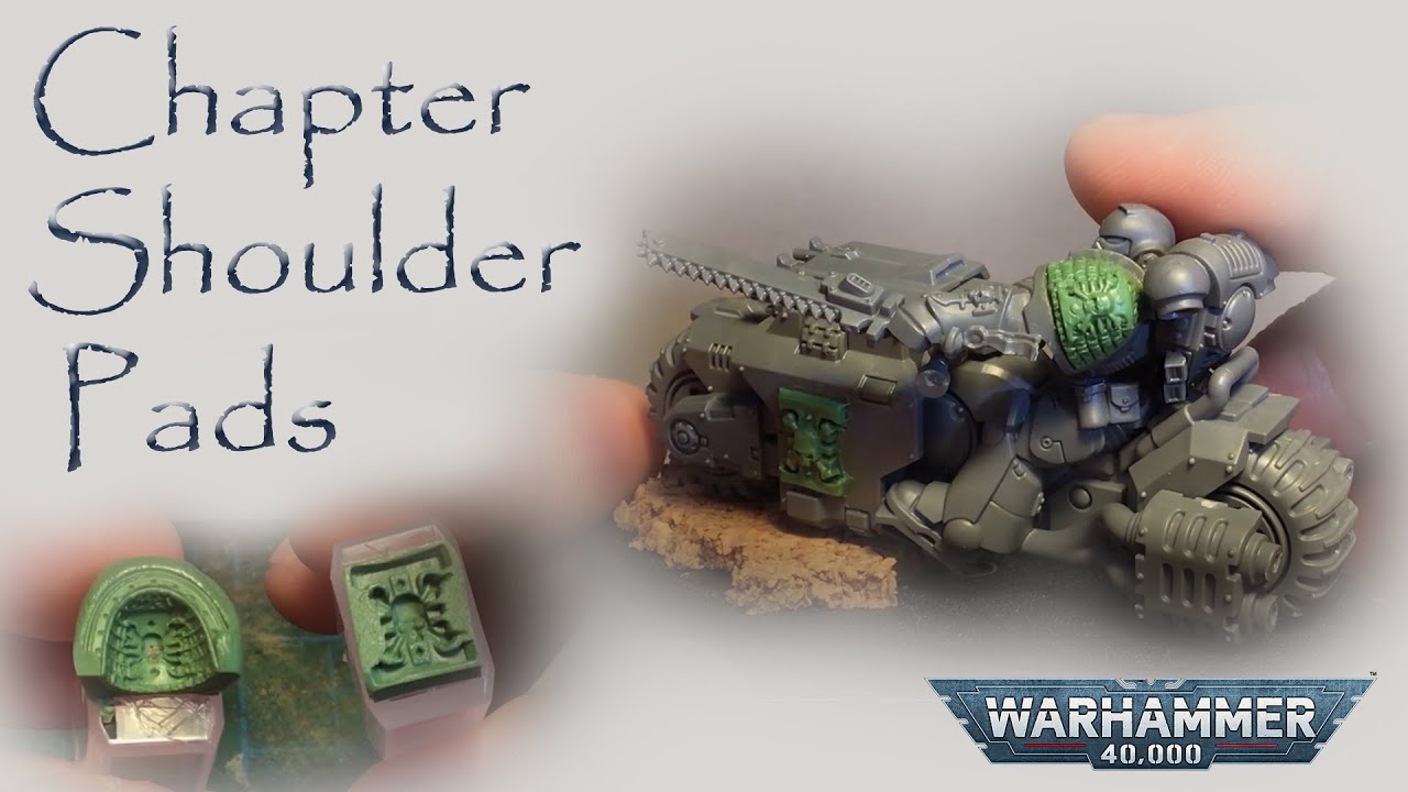 Chapter Shoulder Pads. Deathwatch Primaris Conversion. Green Stuff.